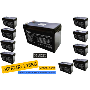 TTEC 12V 7A Base Bakımsız Kuru Akü 10 Adet TTEC 12V 7A Base Bakımsız Kuru Akü 10 Adet